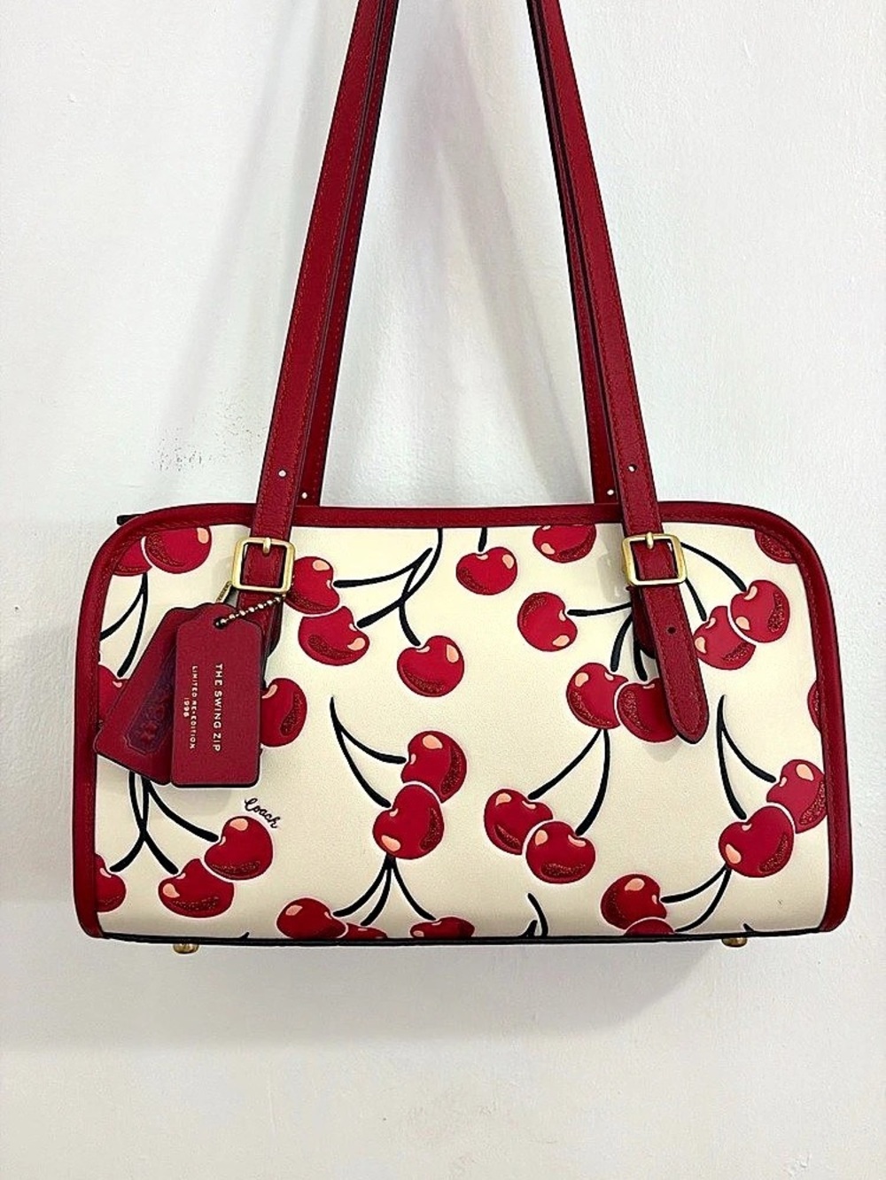 Coach The Swing Zip Cherry Print Shoulder Bag